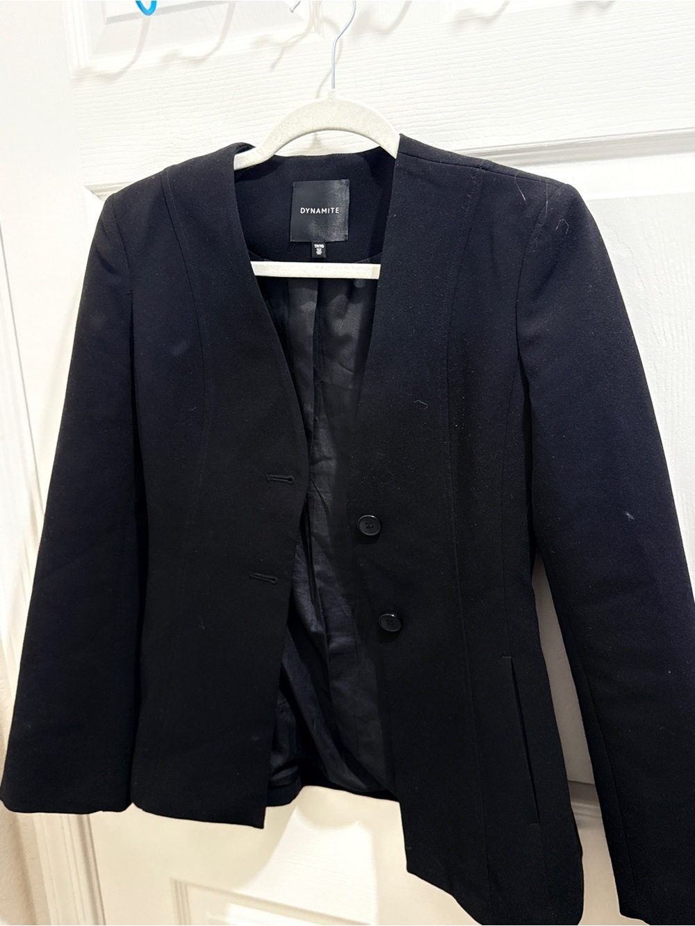 Dynamite Black Fitted Open-Collar Blazer